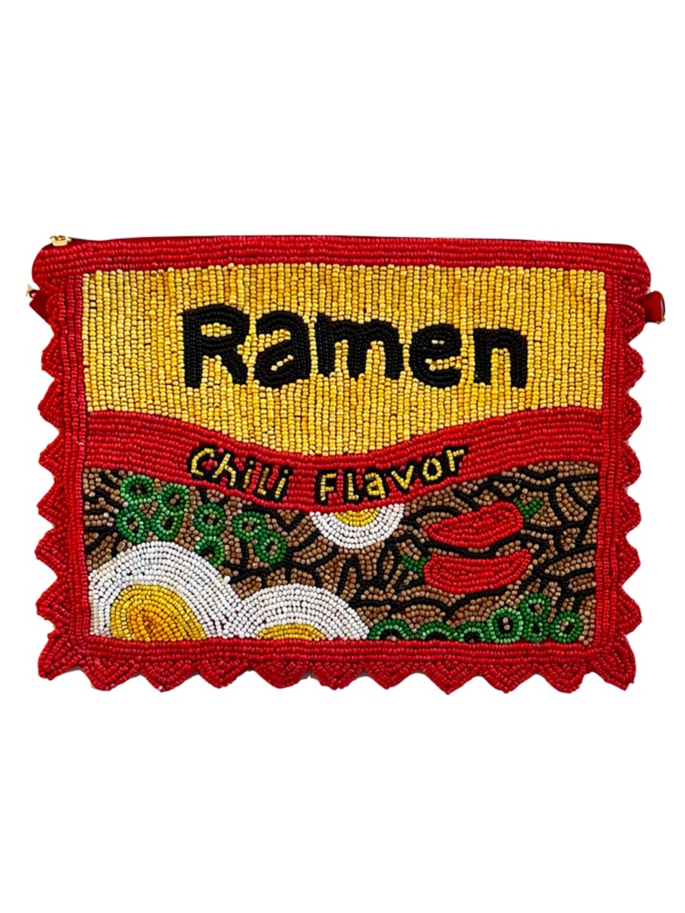 Lily Posh Ramen Crossbody Mini Clutch Phone Bag, Spicy Chili Ramen Beaded Bag M